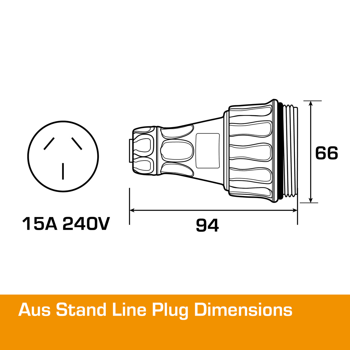 Australian 15A Plug 3 Flat PIN