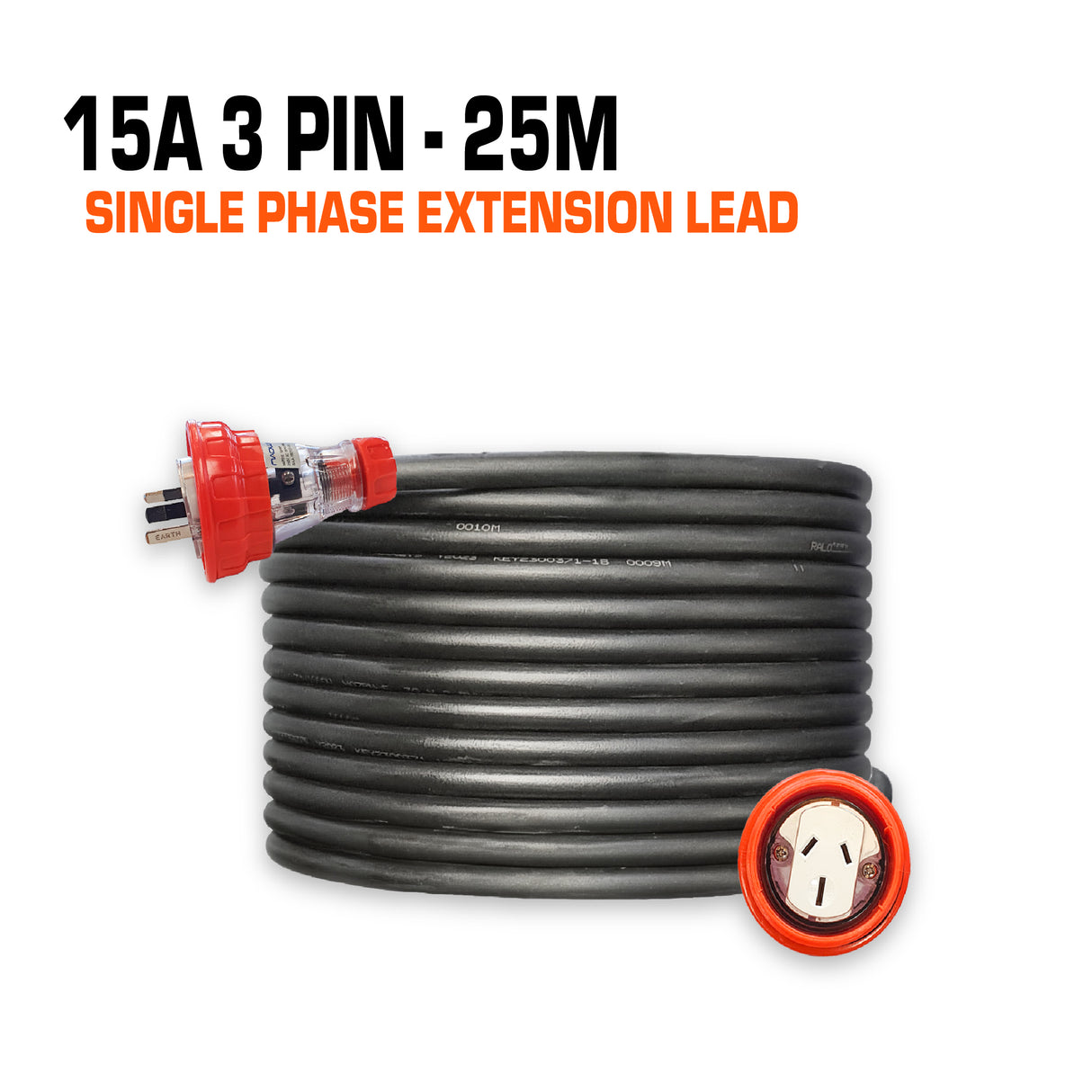 15 amp extension lead flat pin 25 metres