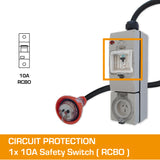 Single Phase Adaptor - 15A Flat Pin to 10A Flat Pin with RCBO