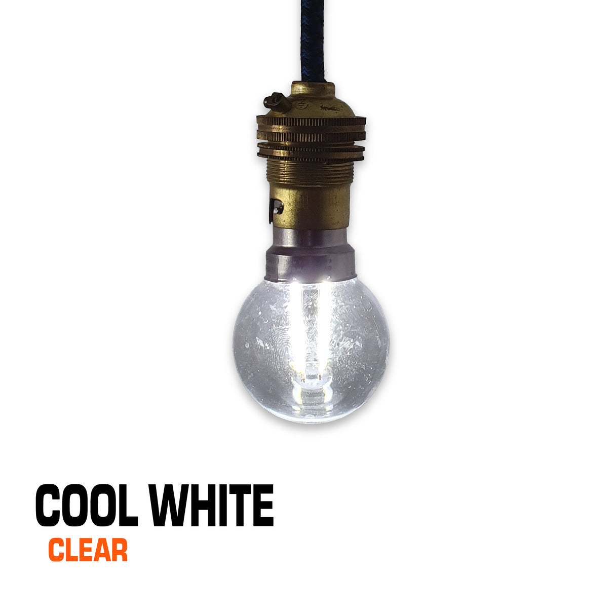 2W LED cool white clear light globe.