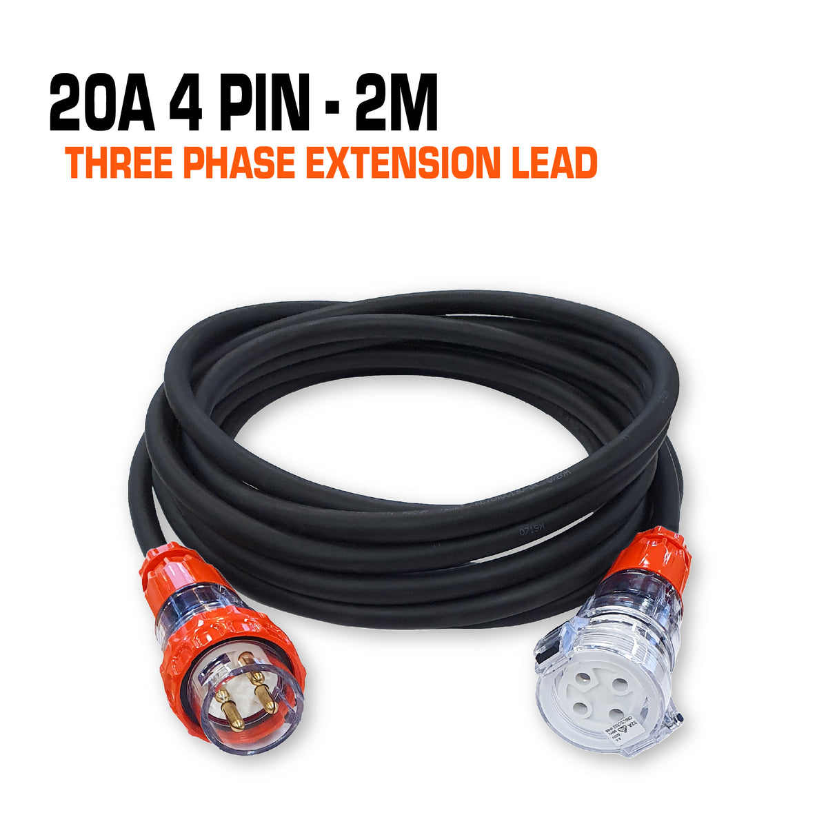 20 amp 3 phase extension lead 2 metres 4 pin