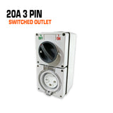 Australian 20 amp 3 pin switched outlet socket.