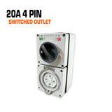 Australian 20 amp 4 pin switched outlet socket.