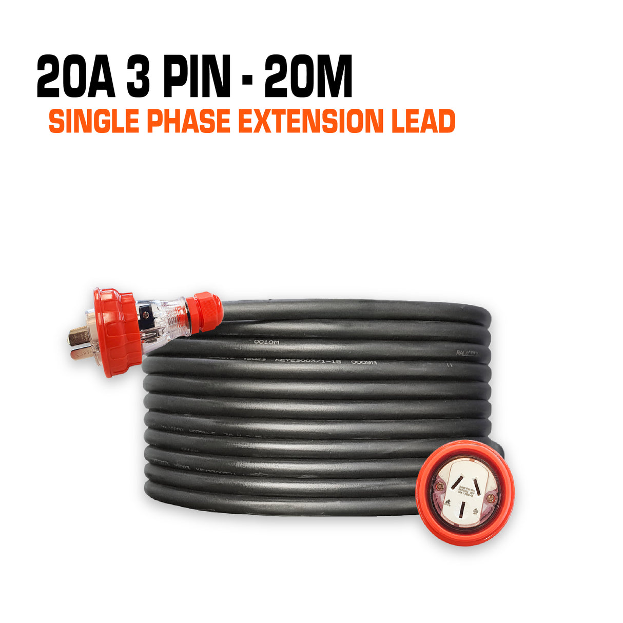 20 amp extension lead flat pin 20 metres