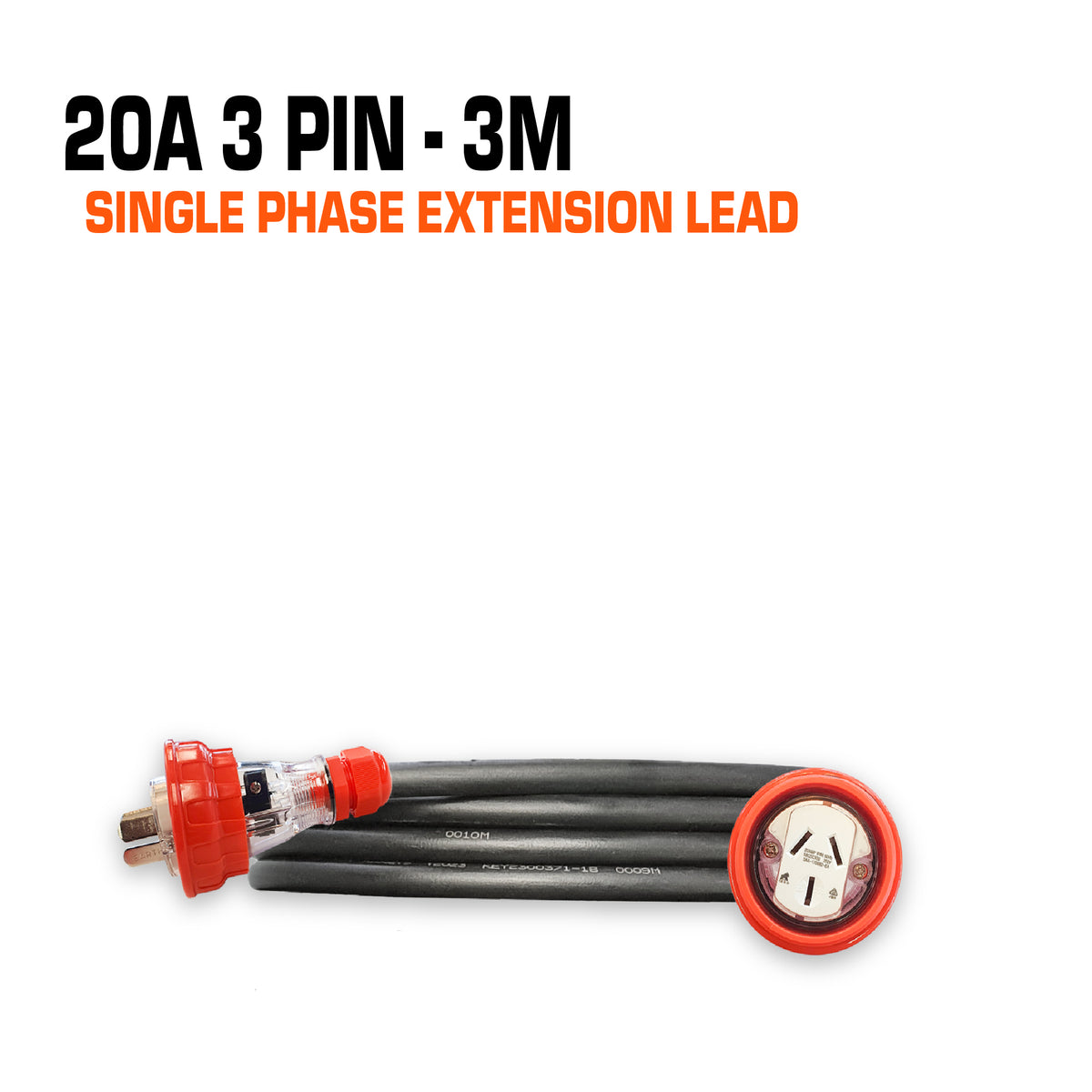 20 Amp Single Phase Extension Lead 3 Flat Pin - 3M – EVENTPOWER EQUIPMENT