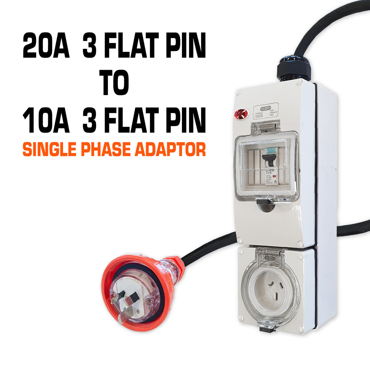 20 amp to 10 amp adaptor flat pin