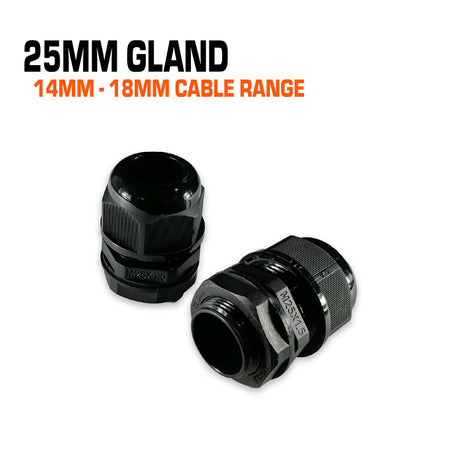 25mm black nylon cable gland.