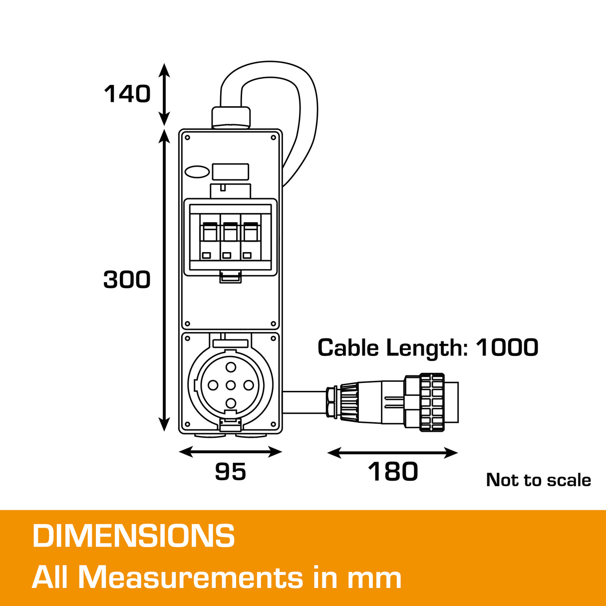 32 amp to 10 amp 3 phase adapter dimensions