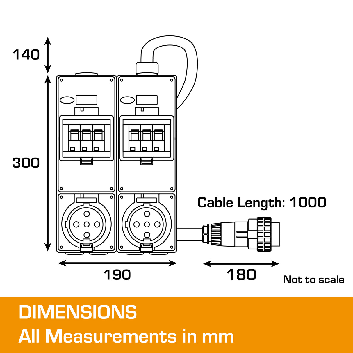 32 amp to 32 amp splitter dimensions