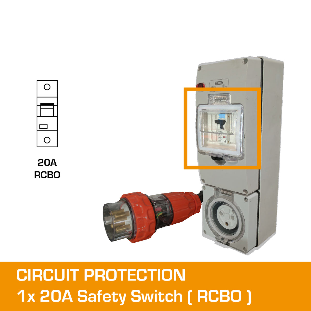 3 phase to single phase 20 amp to 20 amp adapter circuit breaker rcbo