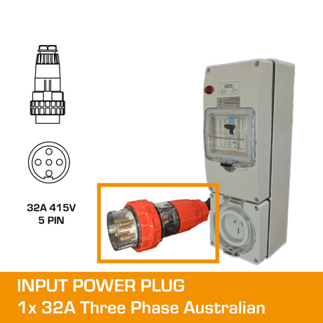 32 amp to 10 amp flat pin 3 phase adapter plug