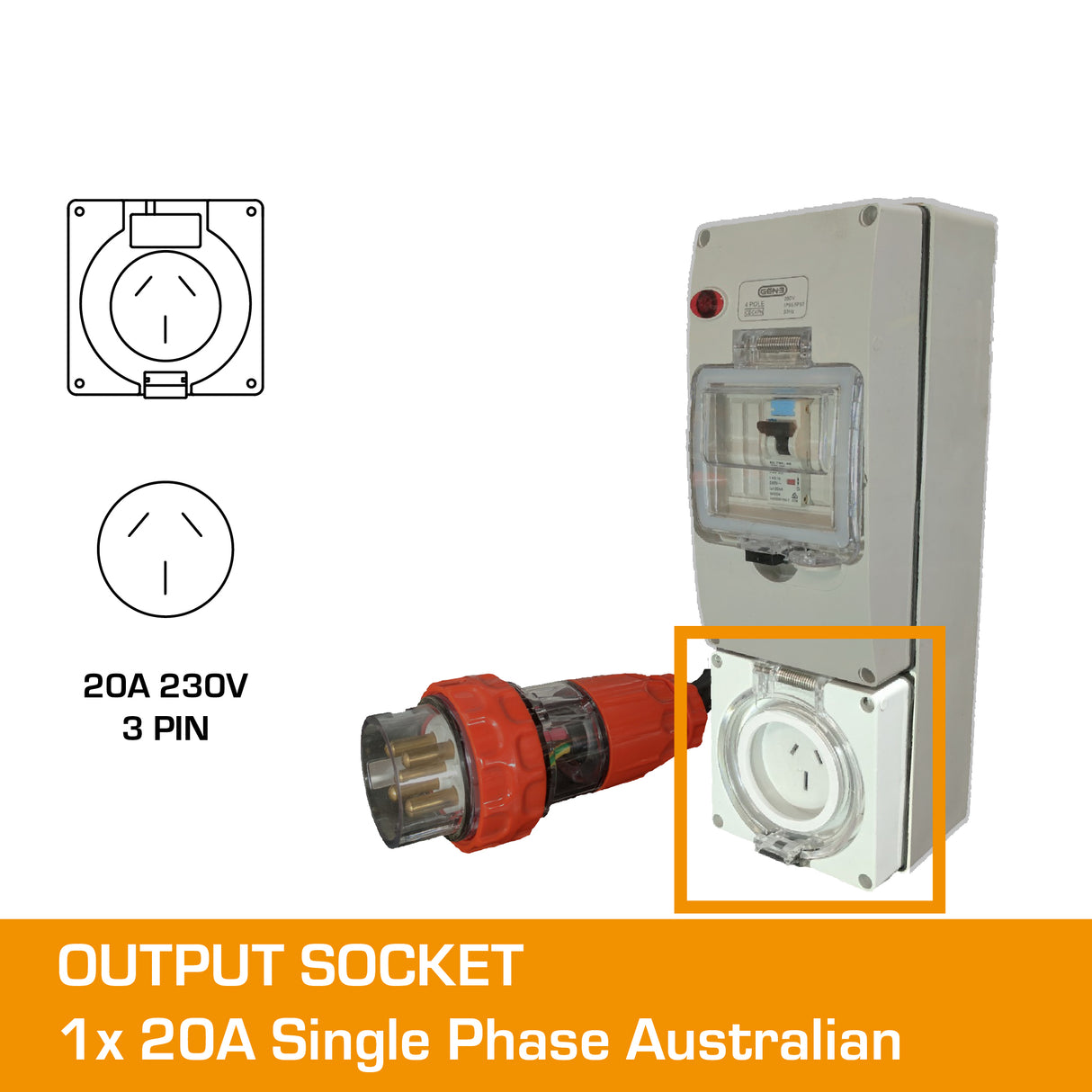 3 phase to single phase 32 amp to 20 amp adapter flat pin socket