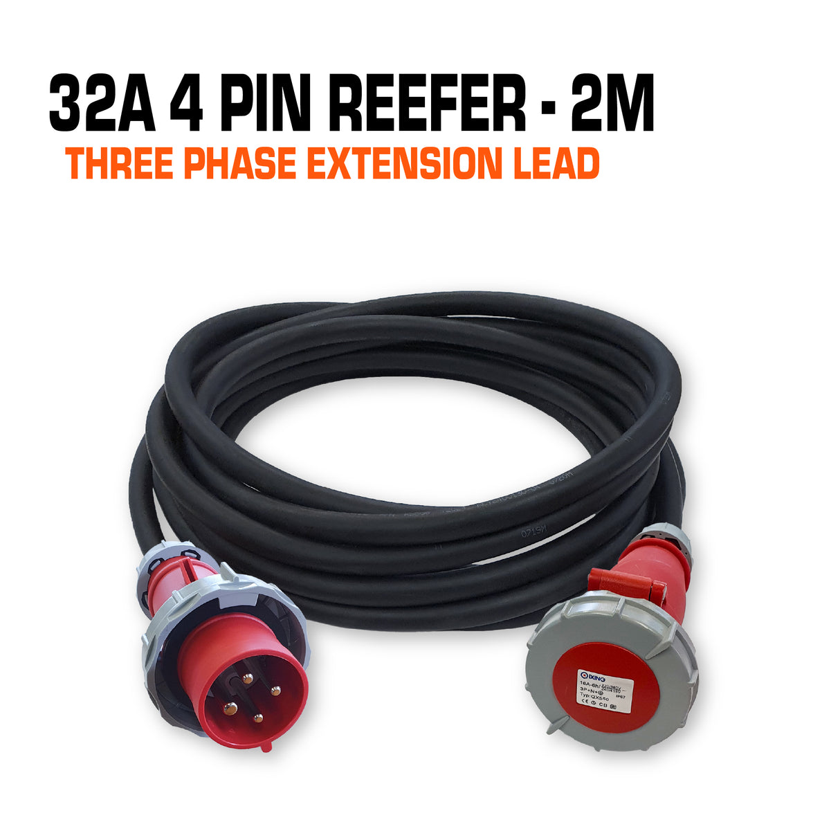 32 Amp 3 Phase Ceeform Extension Lead 4 Pin Reefer - 2M