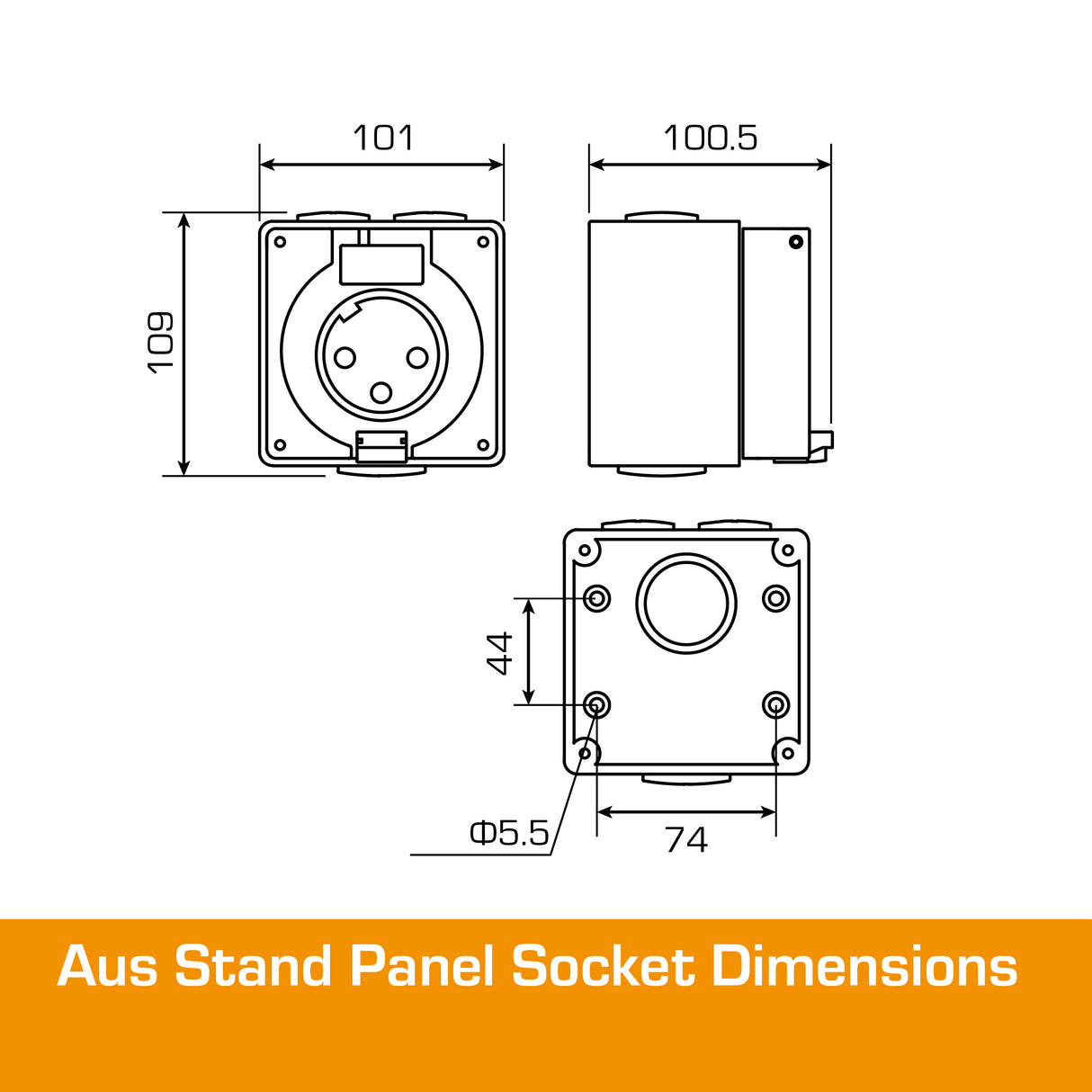 Australian Panel Outlet 32A 3 PIN