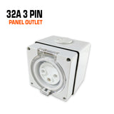 Australian 32 amp 3 flat pin panel outlet.