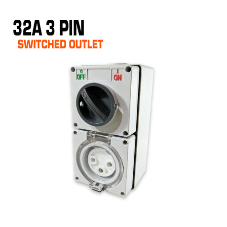 Australian 32 amp 3 pin switched outlet socket.