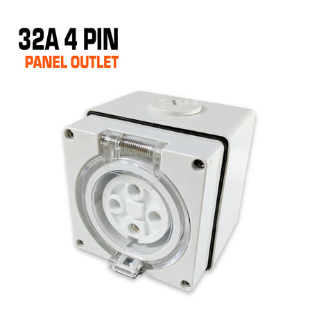 Australian 32 amp 4 flat pin panel outlet.