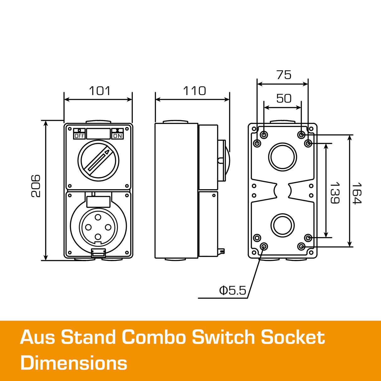 Australian 32A Switched Outlet 4 PIN