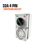 Australian 32 amp 4 pin switched outlet socket.