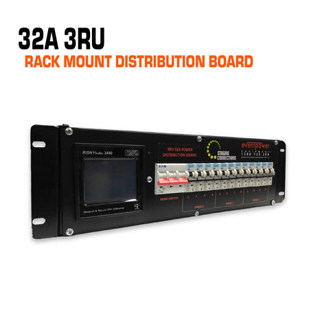 Rack mount 32 amp 3RU distribution board.