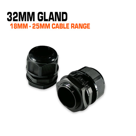 32mm black nylon cable gland.