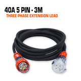 40 amp 3 phase extension lead 3 metres 5 pin