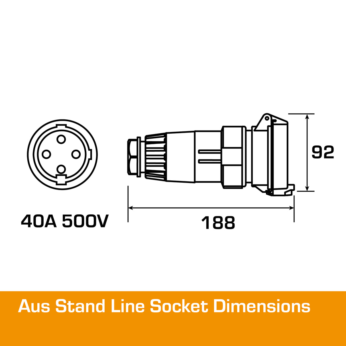 Australian 40A Three Phase Socket 4 PIN