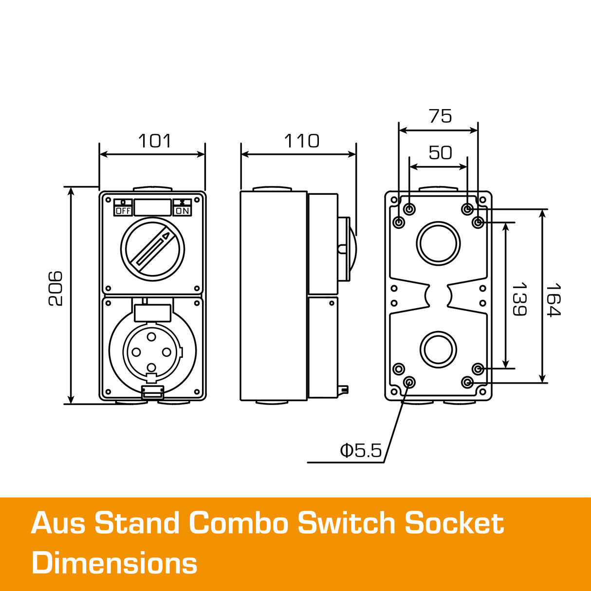 Australian 40A Switched Outlet 4 PIN