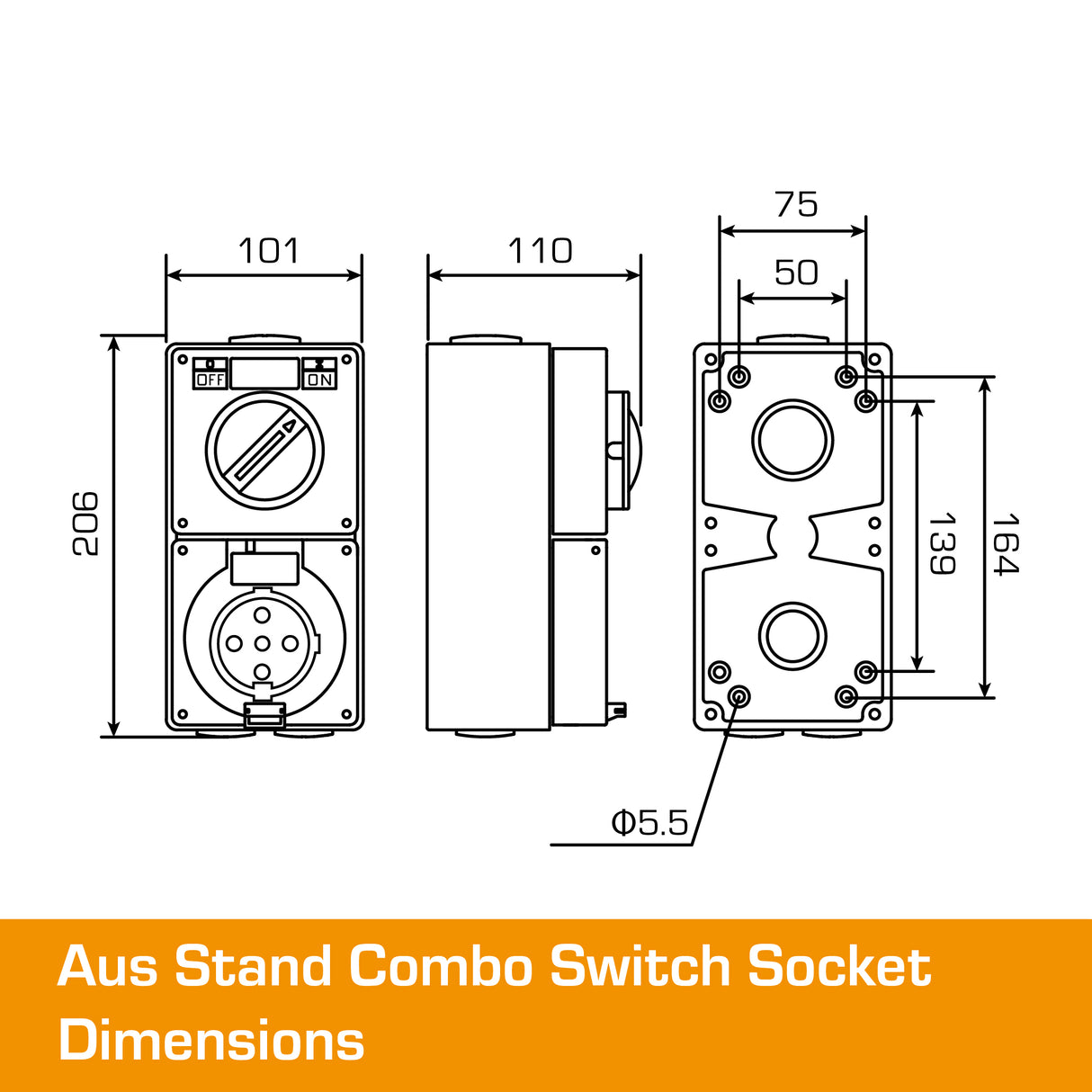 Australian 40A Switched Outlet 5 PIN