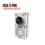 Australian 40 amp 5 pin switched outlet socket.