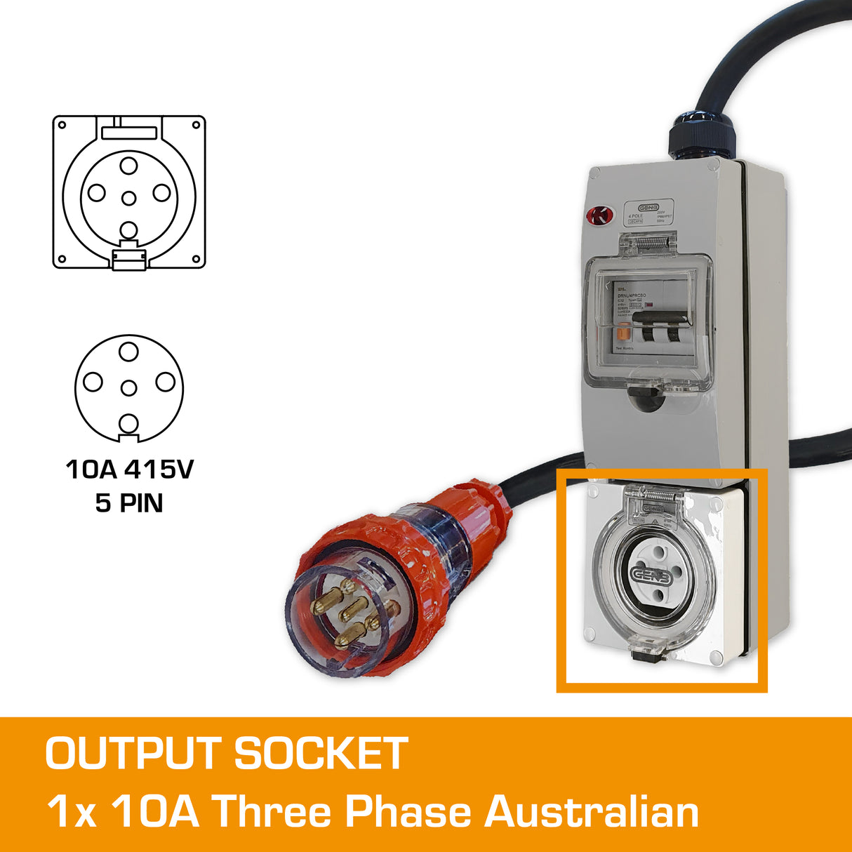 3 Phase Adaptor - 40A to 10A with RCBO