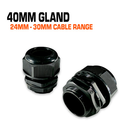 40mm black nylon cable gland.