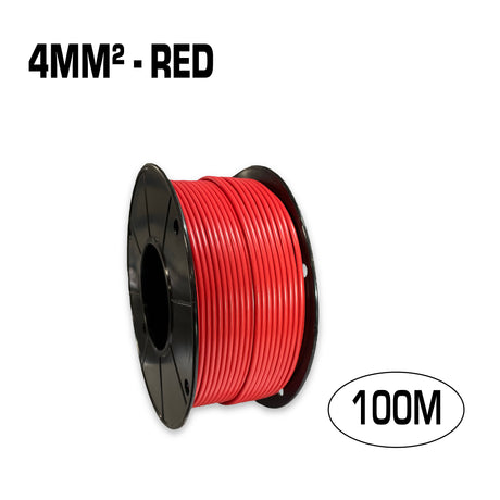 Single core 4mm² red flexible electrical wire cable, 100 metres.