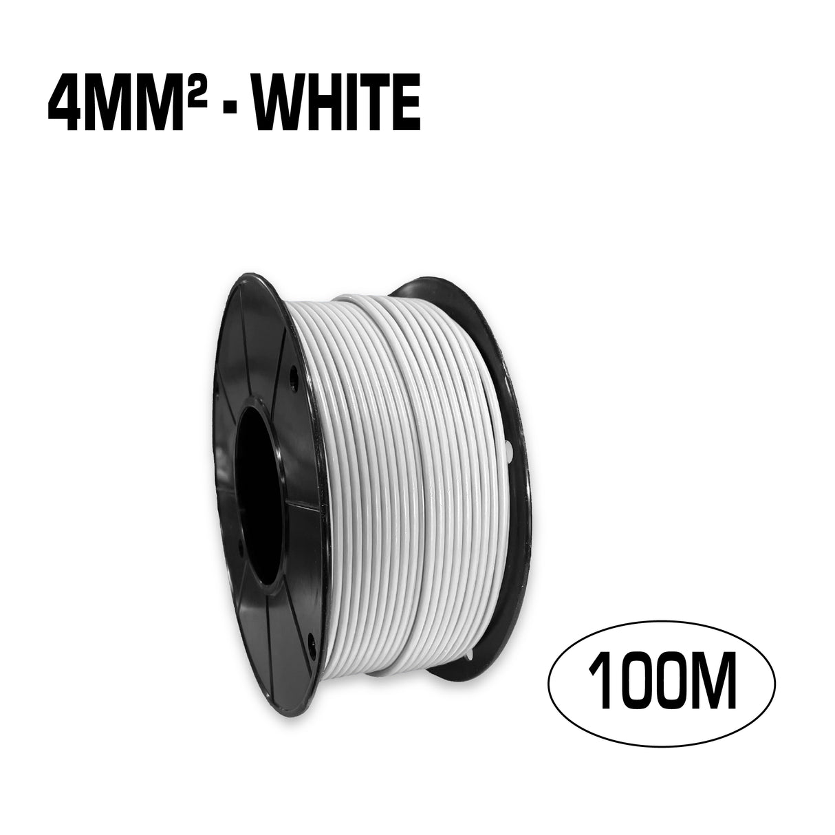 Single core 4mm² white flexible electrical wire cable, 100 metres.