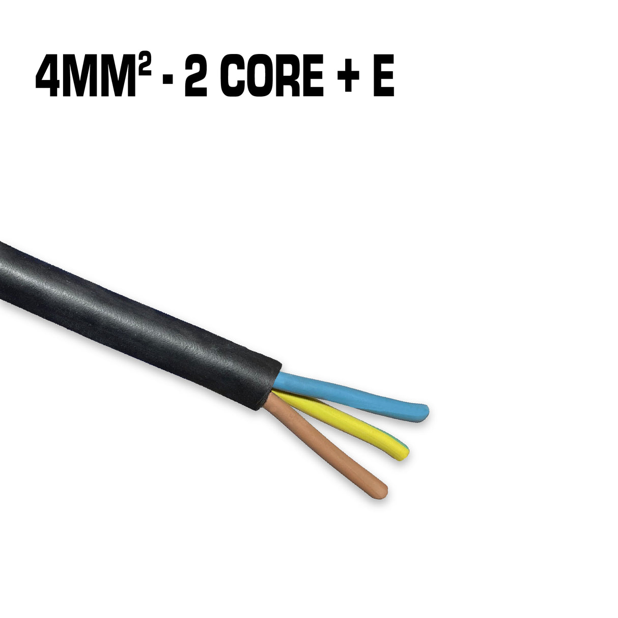 3 core 4mm² black flexible electrical cable.