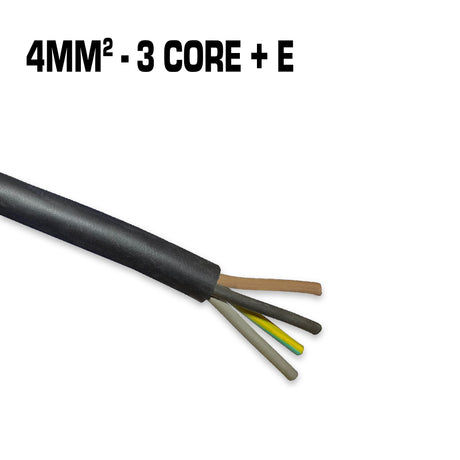 4 core 4mm² black flexible electrical cable.