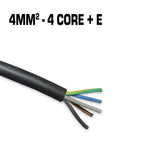 5 core 4mm² black flexible electrical cable.