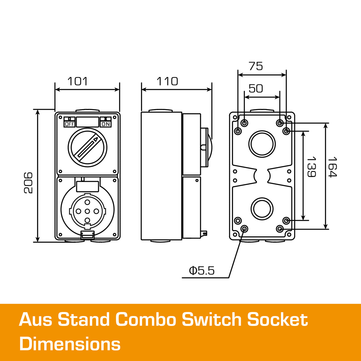 Australian 50A Switched Outlet 5 PIN