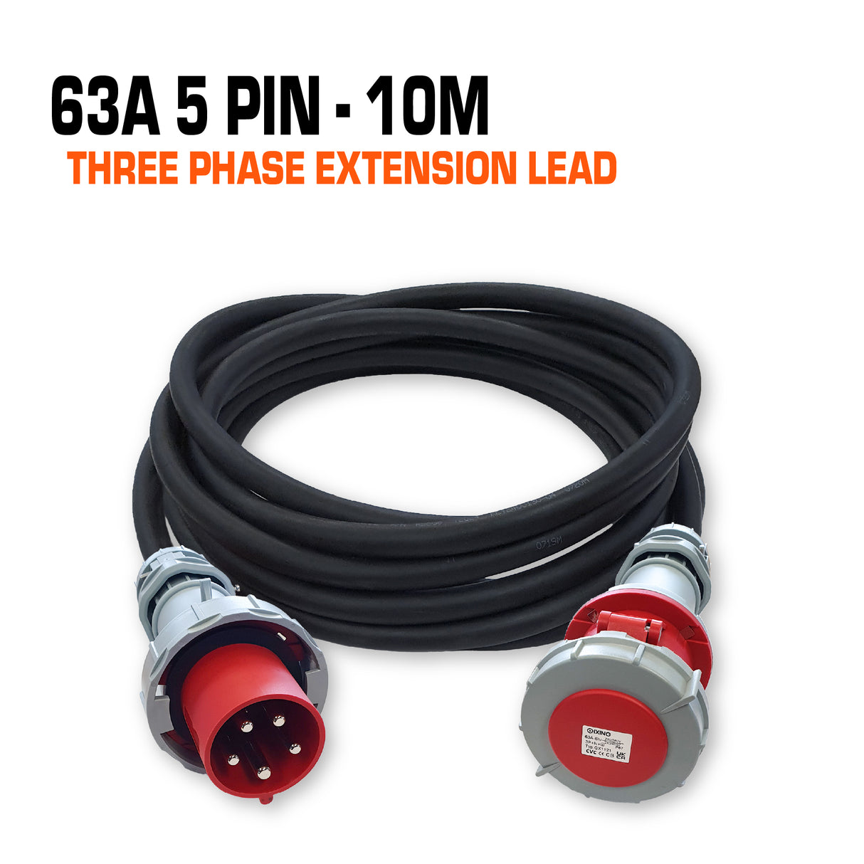 63 Amp 3 Phase Ceeform Extension Lead 5 Pin - 10M