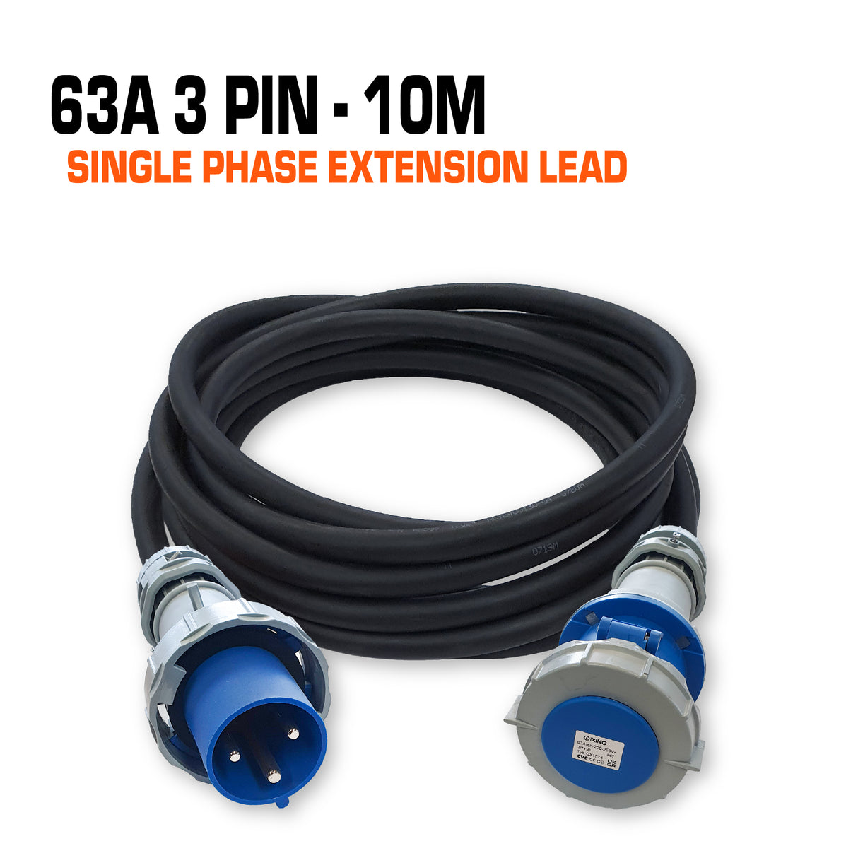 63 Amp Single Phase Ceeform Extension Lead - 10M