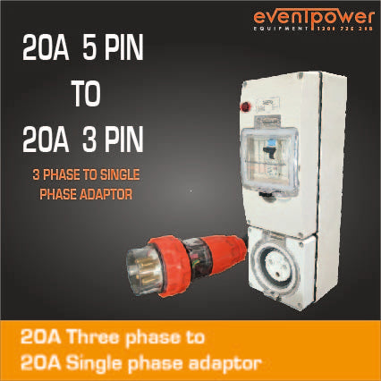 20A 3 Phase to 20A Pin Single Phase Adaptor