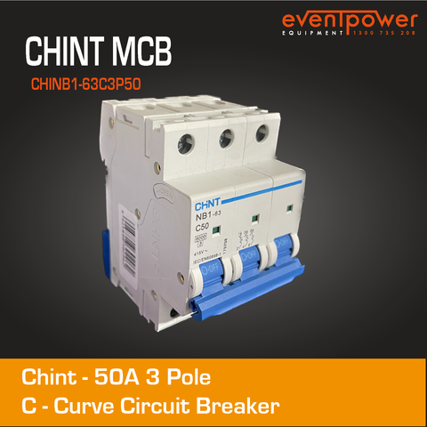 3P 10kA 50A Circuit Breaker Chint C Curve