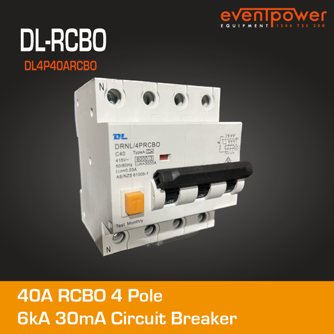 40A RCBO 4 Pole Circuit Breaker 6kA 30mA compact DL