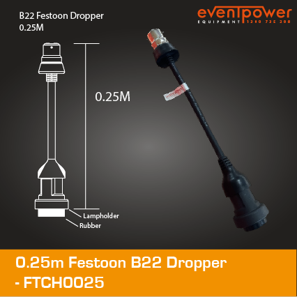 Festoon light B22 extension lead 0.25M