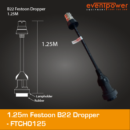 Festoon light B22 extension lead 1.25M
