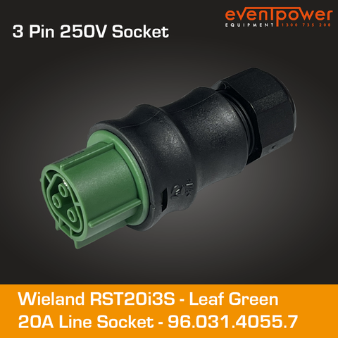 Wieland RST20i3 Line socket female G3 screw fitting Leaf Green