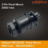 Wieland RST20i3 Panel inlet  3P Screw M20 thread G3.