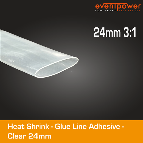Glued line Adhesive Heatshrink - 24mm 3:1 Clear 1m