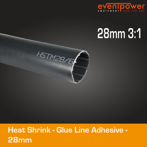 Glued line Adhesive Heatshrink - 28mm 3:1 Black 1m