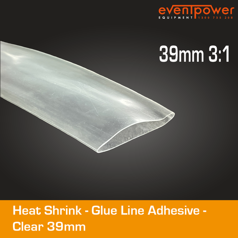 Glued line Adhesive Heatshrink - 39mm 3:1 Clear 1m
